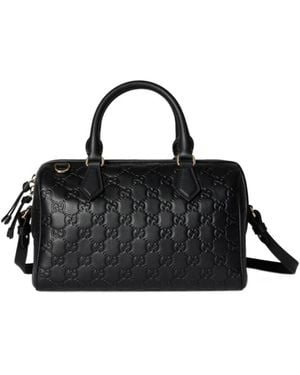 Gucci Gg Emblem Medium Boston Bag - Black