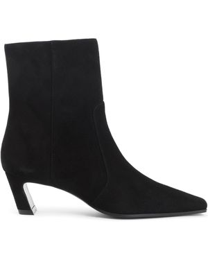 Stuart Weitzman Square Toe Ankle Boots - Black