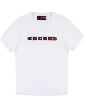 Gucci Logo Printed Jersey T-Shirt - White