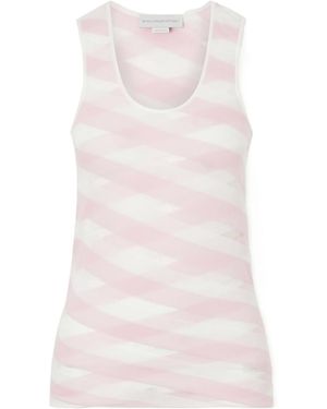 Stella McCartney Striped Mesh-Paneled Cotton-Blend Tank Top - Pink
