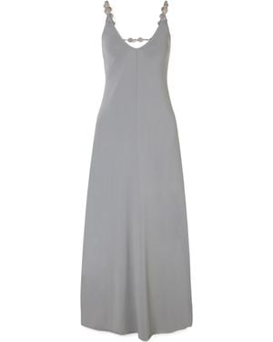 Eres Sculpturale Bead-Embellished Stretch-Jersey Maxi Dress - Grey