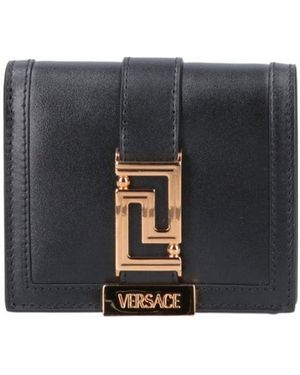Versace Logo Detailed Fold-Over Wallet - Blue