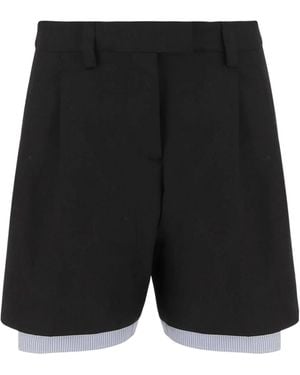 Miu Miu Embroidered Cotton Bermuda Shorts - Black