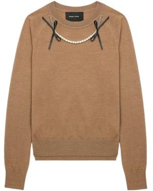 Simone Rocha Embellished Raglan-Sleeve Sweater - Natural