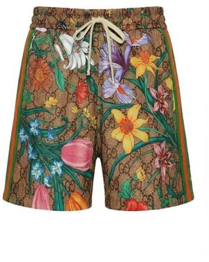 Gucci Gg Flora Print Shorts - Multicolor
