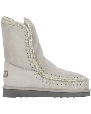 Mou Round-Head Short Boots - Grey