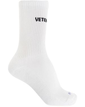 Vetements Logo Intarsia Socks - White