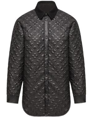 Moncler Corduroy-Trimmed Padded Shirt Jacket - Gray