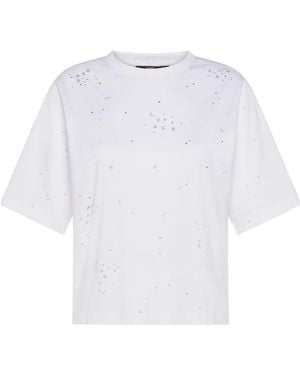 Seventy Short-Sleeved Cotton T-Shirt With Rhinestone Appliqués - White