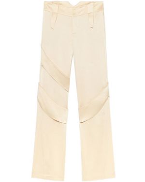 Blumarine Mid-Waist Satin Cargo Pants - Natural