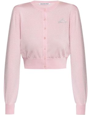 T By Alexander Wang Logo-Rubberised Cardigan - Pink