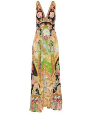 CAMILLA Printed Silk Maxi Dress - Metallic