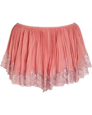 Saint Laurent Dusty Pleated Min Ishorts - Red