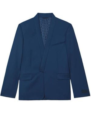 KENZO Single Breasted Kimono Tailored Jacket - Blue