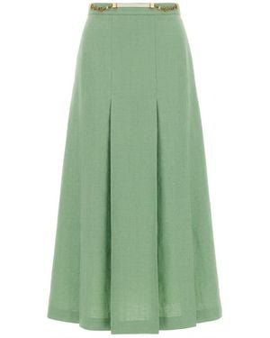 Gucci Double Gg Pleated Skirt - Green