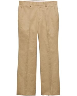 Prada Trumpet-Flare Cotton Trousers - Natural