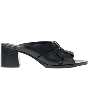 SCAROSSO Round-Toe High-Heeled Sandals - Black