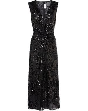 Victoria Beckham Sequined Gathered Midi Dress - Black