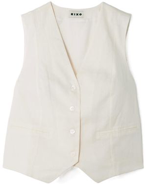 RIXO London Norah Cotton And Linen-Blend Vest - White