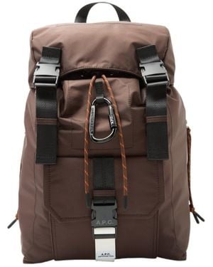 A.P.C. Buckled Foldover Top Trek Backpack - Brown