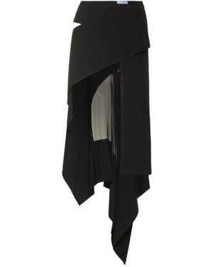 Mugler Silk Blend Satin Asymmetrical Mini Skirt - Black