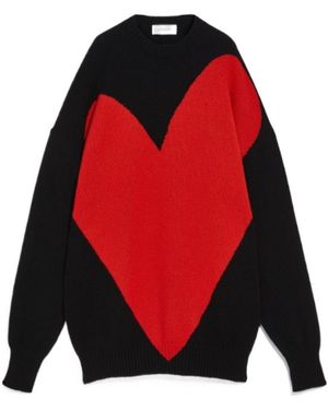 Sportmax Maxi Heart Intarsia Knitted Jumper - Red