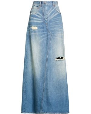 MM6 by Maison Margiela Washed Denim A-Line Skirt - Blue