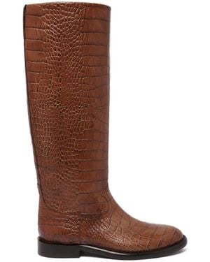 Paris Texas 20Mm Montana Croco-Embossed Leather Boots - Brown