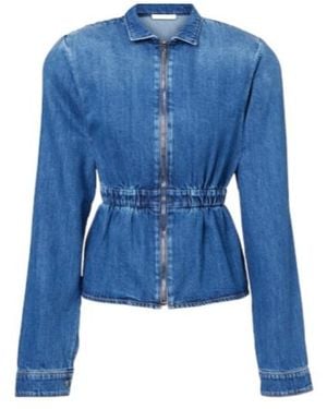 Nensi Dojaka Gathered Denim Jacket - Blue