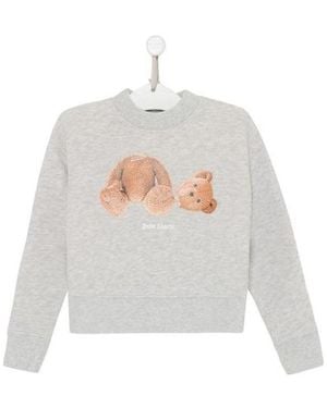 Palm Angels Teddy Bear-Print Cotton Sweatshirt - White