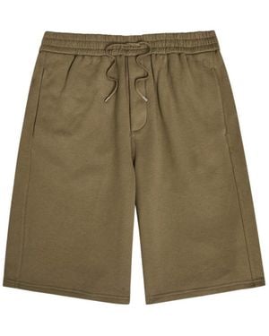 Saint Laurent Logo-Embroidered Cotton Shorts - Green
