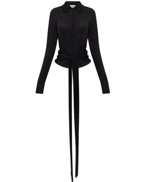 Ganni Marl Draped Shirt - Black