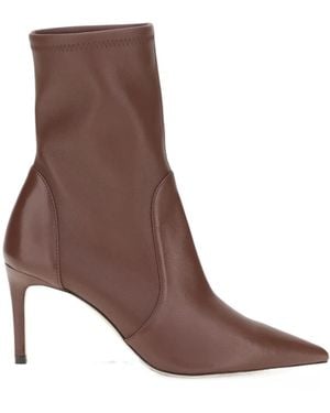 Stuart Weitzman Pointed-Toe High-Heeled Ankle Boots - Brown