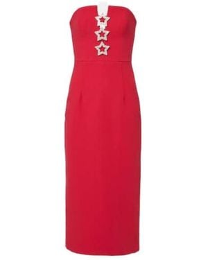 Rebecca Vallance Akari Embellished Strapless Crepe Midi Dress - Red
