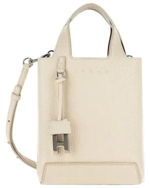 Hogan Logo Embossed Top Handle Bag - Natural