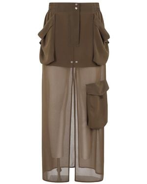 Pinko Pocket-Layered Skirt - Brown