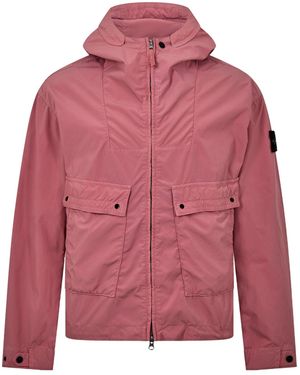 Stone Island Long-Length Parka - Red