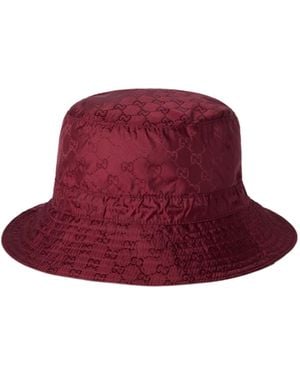 Gucci Reversible Burgundy Nylon Gg Hat in Red | Lyst