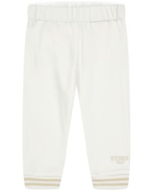 Fendi Logo Striped Jogging Pants - White
