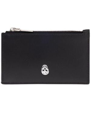 McQueen Skull Printed Zip-Up Cardholder - Black