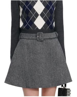 Self-Portrait Belted A-Line Mini Skirt - Black
