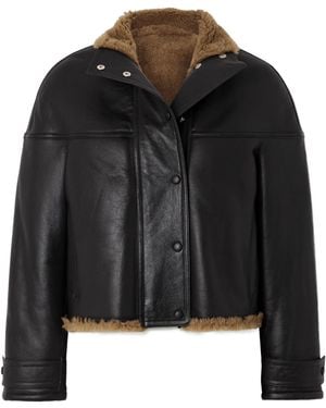 Yves Salomon Cropped Shearling Jacket - Black
