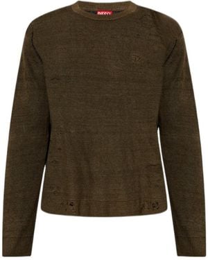 DIESEL K-Daianas Distressed Crewneck Jumper - Green