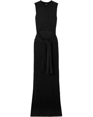 Balmain Cut Out Detailed Ribbed Maxi Dress - Black