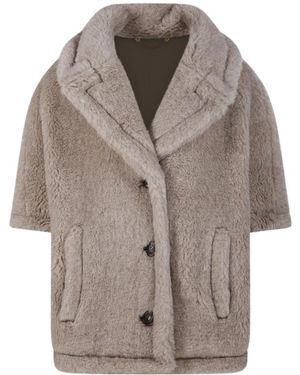 Max Mara Corvino4 Button-Up Short-Sleeved Coat - Gray