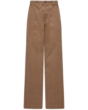 Moncler Logo Detailed Straight-Leg Pants - Brown