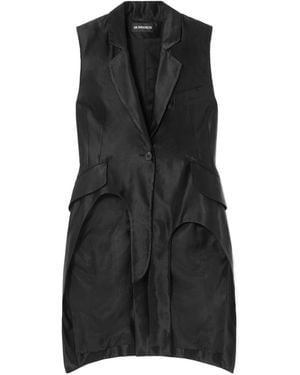 Ann Demeulemeester Asymmetric Linen-Blend Satin Vestasymmetric Linen-Blend Satin Vest - Black
