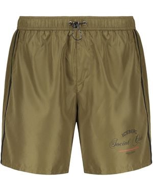 Iceberg Stamp Print Swim Shorts - Green
