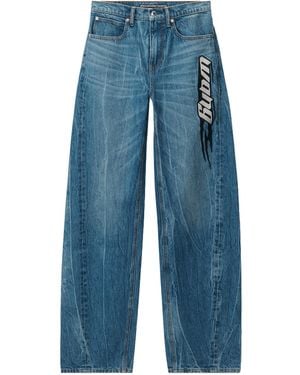 Alexander Wang Blade Logo-Embroidered Balloon Jeans - Blue