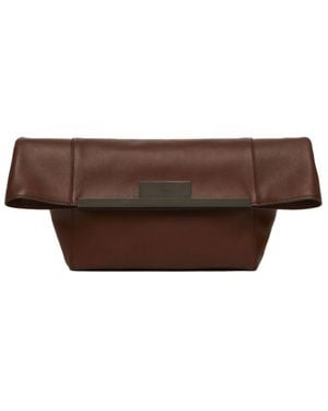 Max Mara Small Natural Leather Clutch Bag - Brown